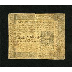 Pennsylvania March 25, 1775 6s Fine-Very Fine. A