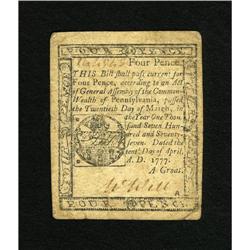 Pennsylvania April 10, 1777 4d Extremely Fine. T