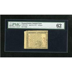 Pennsylvania April 10, 1777 9d PMG Uncirculated