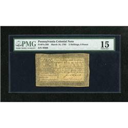 Pennsylvania March 16, 1785 2s/6d PMG Choice Fin