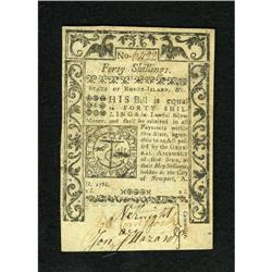 Rhode Island May 1786 40s New. Some corner mount