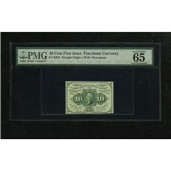 Fr. 1242 10c First Issue PMG Gem Uncirculated 65
