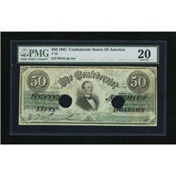 T16 $50 1861. This is an evenly circulated $50 w