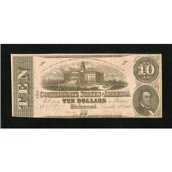 T52 $10 1862. A lone vertical fold right of cent