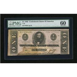 T55 $1 1862. Moisture stains are found on this P