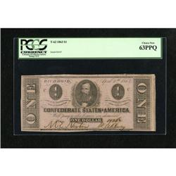 T62 $1 1863. Pleasing color is seen on this pink