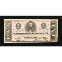 T62 $1 1863. This boldly signed issue has a lone