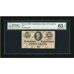 T63 50 Cents 1863. Bold serial number embossing