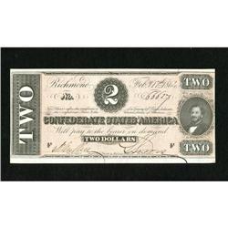 T70 $2 1864. A lone corner fold is noted on this