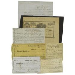 Confederate Paper. This lot includes receipts fo