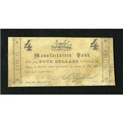 Macon, GA- Manufacturers' Bank $4 Mar. 5, 1864 T