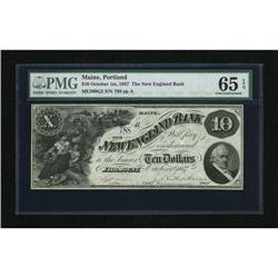 Fairmount, ME- New England Bank $10 Oct. 1, 1857