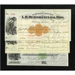 Helena, MT- L.H. Hershefield & Bro. Three checks