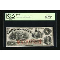 Plainfield, NJ- Union County Bank $3 Sept. 12, 1