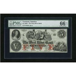 Jamaica, VT- West River Bank $5 July 1, 18__ So