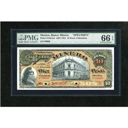 Mexico Banco Minero 10 Pesos Specimen 1897-1914