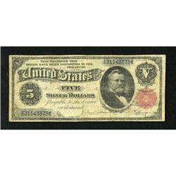 Fr. 267 $5 1891 Silver Certificate Very Good. A