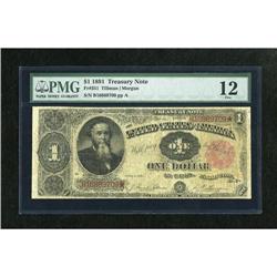 Fr. 351 $1 1891 Treasury Note PMG Fine 12. This