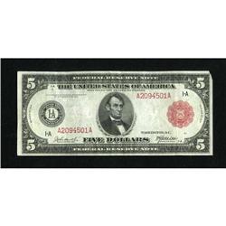Fr. 832b $5 1914 Red Seal Federal Reserve Note V