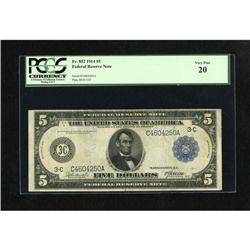 Fr. 852 $5 1914 Federal Reserve Note PCGS Very F