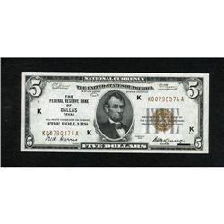 Fr. 1850-K $5 1929 Federal Reserve Bank Note. Ve