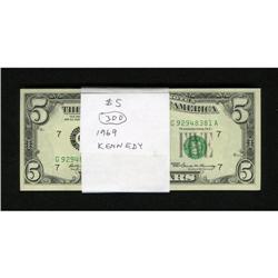 Three $100 Packs of $5s. Fr. 1969-G $5 1969 Fede