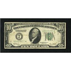 Fr. 2000-G* $10 1928 Federal Reserve Note. Fine.