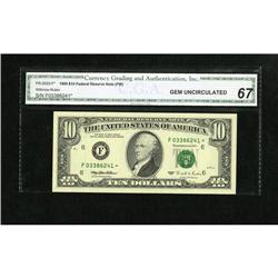 Fr. 2032-F* $10 1995 Federal Reserve Note. CGA G