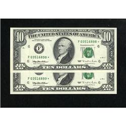 Fr. 2032-G* $10 1995 Federal Reserve Notes. Two