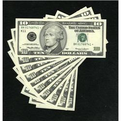 Fr. 2033-K* $10 1999 Federal Reserve Notes. Ten