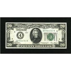 Fr. 2050-D $20 1928 Federal Reserve Note. Very C