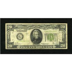 Fr. 2053-G $20 1928C Federal Reserve Note. Fine.