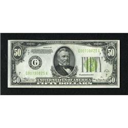 Fr. 2102-G $50 1934 LGS Federal Reserve Note. Ch
