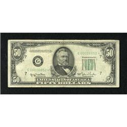 Fr. 2107-G* $50 1950 Federal Reserve Note. Fine-