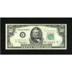 Fr. 2111-E* $50 1950D Federal Reserve Note. Choi