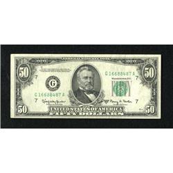 Fr. 2112-G $50 1950E Federal Reserve Note. Very