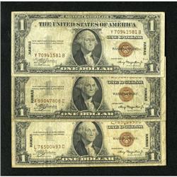 Fr. 2300 Trio of $1 1935A Hawaii Silver Certific