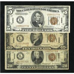 Fr. 2302 - 2305 1934A Hawaii Trio of Federal Res