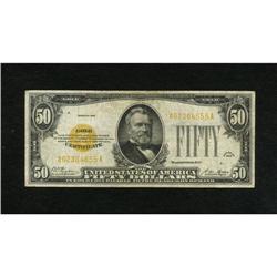 Fr. 2404 $50 1928 Gold Certificate. Fine+. A lit