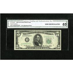 Fr. 1962-B $5 1950A Federal Reserve Note. CGA Ge