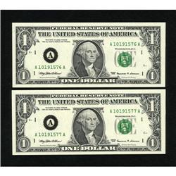 Fr. 1924-A $1 1999 Federal Reserve Notes. Two Co