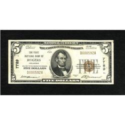 Rogers, AR - $5 1929 Ty. 1 The First NB Ch. # 77