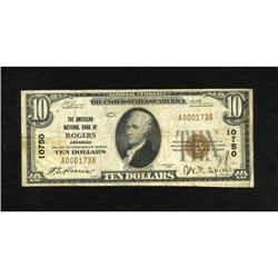 Rogers, AR - $10 1929 Ty. 1 The American NB Ch.