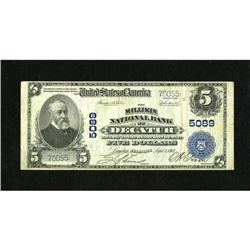 Decatur, IL - $5 1902 Plain Back Fr. 606 The Mil