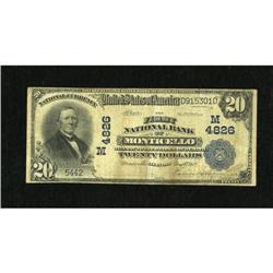 Monticello, IL - $20 1902 Plain Back Fr. 654 The