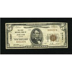 Zeigler, IL - $5 1929 Ty. 1 The First NB Ch. # 1