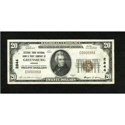Greensburg, IN - $20 1929 Ty. 1 Citizens Third N