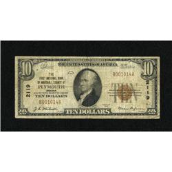 Plymouth, IN - $10 1929 Ty. 1 The First NB of Ma