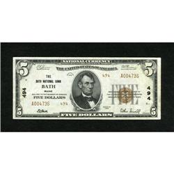 Bath, ME - $5 1929 Ty. 2 The Bath NB Ch. # 494 A