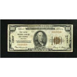 Detroit, MI - $100 1929 Ty. 1 First Wayne NB Ch.